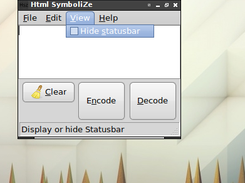 Html SymboliZe, Linux release, version 2.0.0, showing the View menu