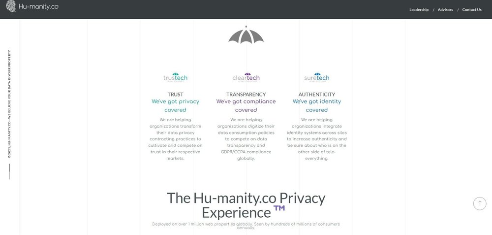 Hu-manity.co Privacy Experience Screenshot 1