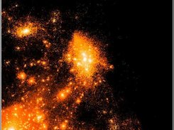 Part of the cluster with heating color map