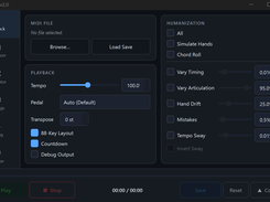 HuMidi v2.0 Expanded view with all Humanization and related options in the playback tab to bring a robotic MIDI playback to life.