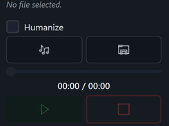 A minimized, compact view of HuMidi v2.0. Only necessary buttons are shown.