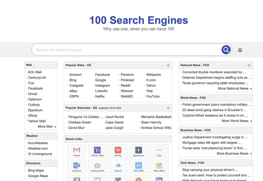 100 Search Engines Screenshot 1