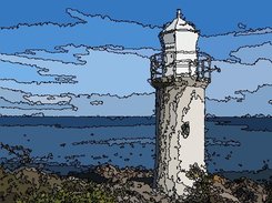 segmented lighthouse image as a borderd mosaic