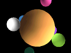 Screenshot from an OpenGL Win32 sample written by Frank Charlet, running in DOS, 256 colors. 