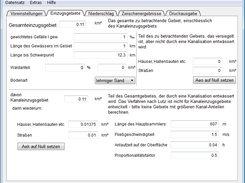 Eingabefenster Einzugsgebiet