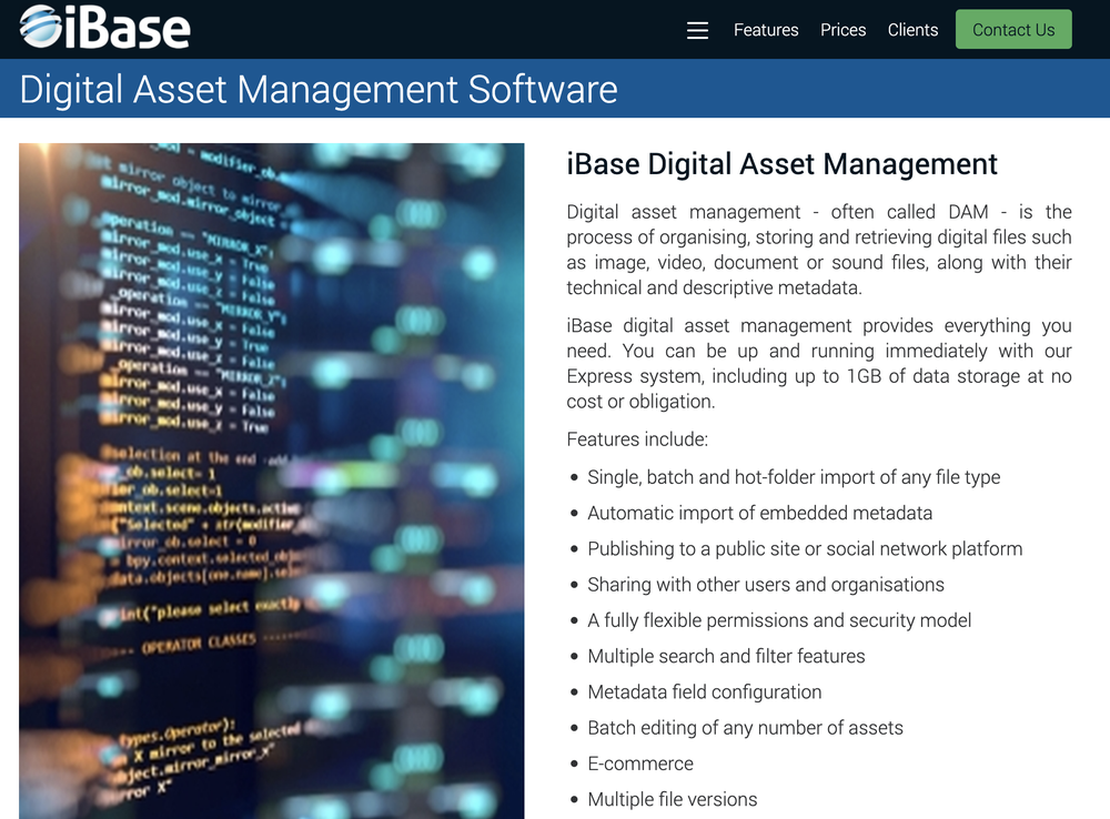 iBase DAM Screenshot 1