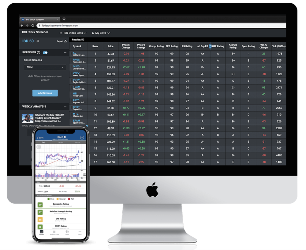 IBD Stock Screener Screenshot 1