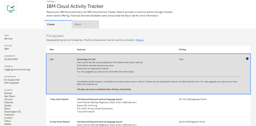 IBM Cloud Activity Tracker Screenshot 1