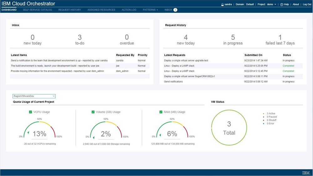 IBM Cloud Orchestrator Screenshot 1