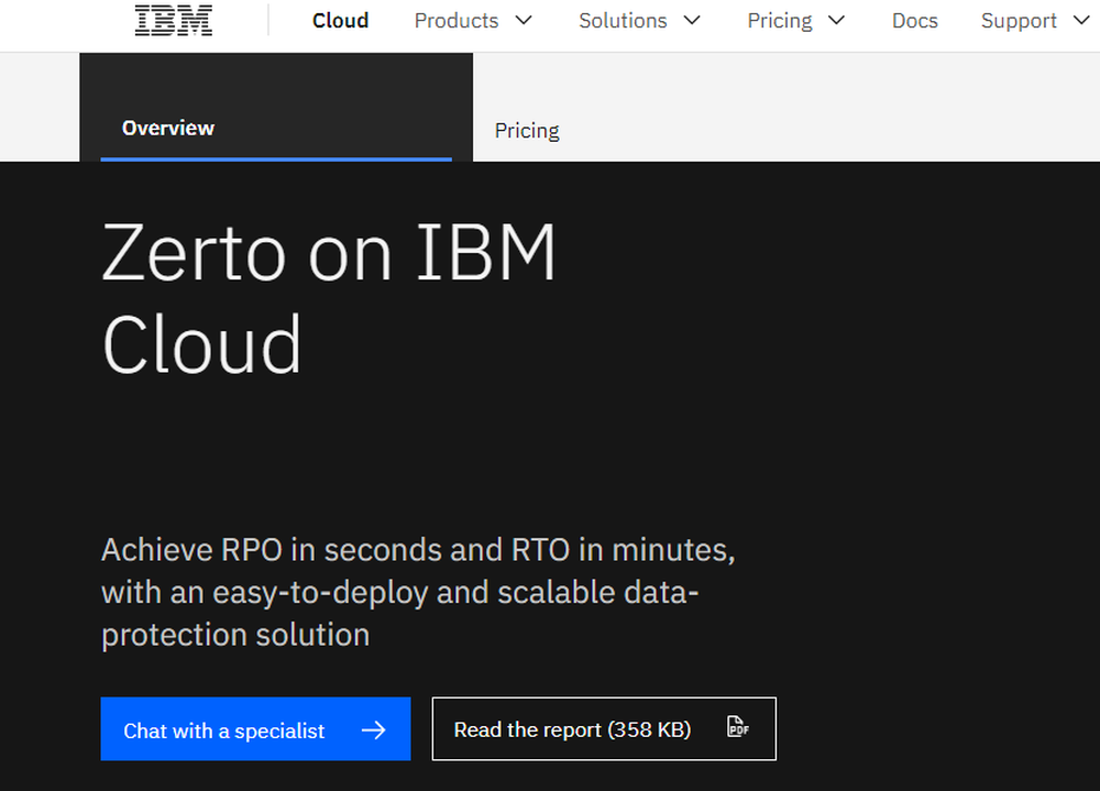IBM Cloud Zerto Screenshot 1