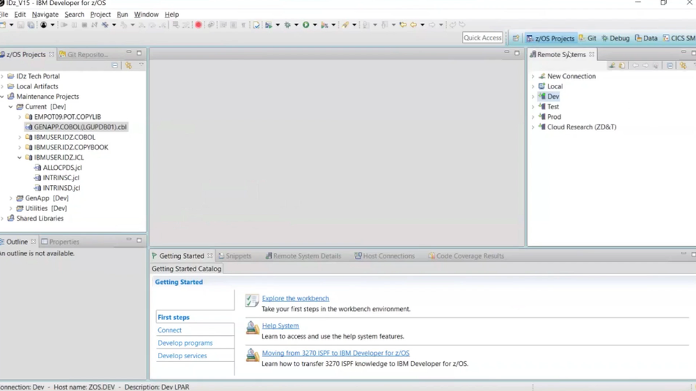 IBM Developer for z Systems Screenshot 1