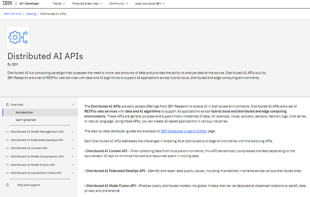 IBM Distributed AI APIs Screenshot 1