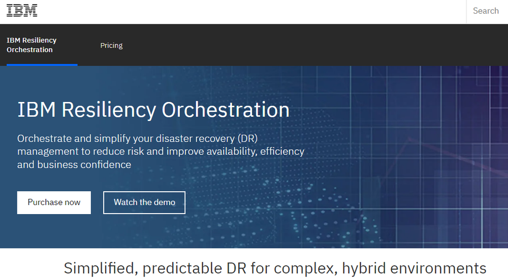 IBM Resiliency Orchestration Screenshot 1