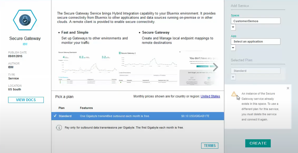 IBM Secure Gateway Service Screenshot 1