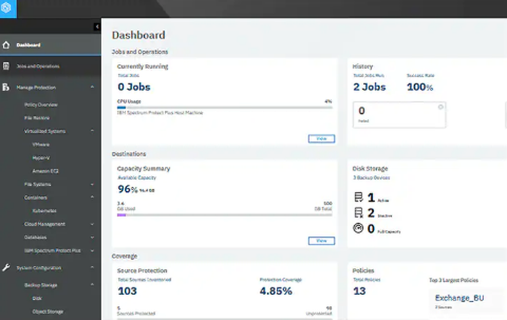 IBM Spectrum Protect Plus Screenshot 1