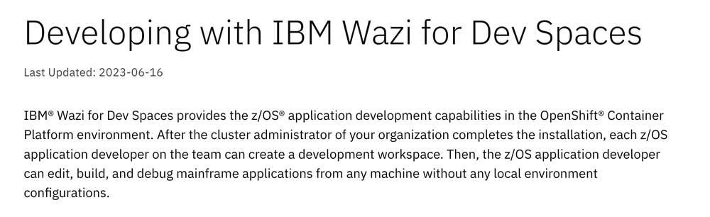 IBM Wazi for Dev Spaces Screenshot 1