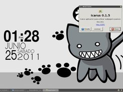 Mostrando el reloj y el about de Icarus