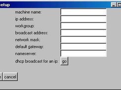 network setup section (running in windows)