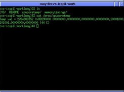 Screenshot of digital CPU core temp display via /proc.