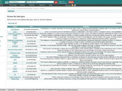 Browsing interface showing all the data types stored