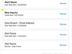 Identity Monitoring Alert List (MX Example)