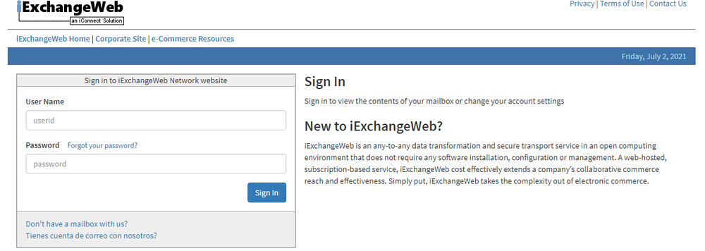 iExchangeWeb Screenshot 1