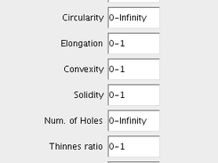 GUI of the shape filter plugin