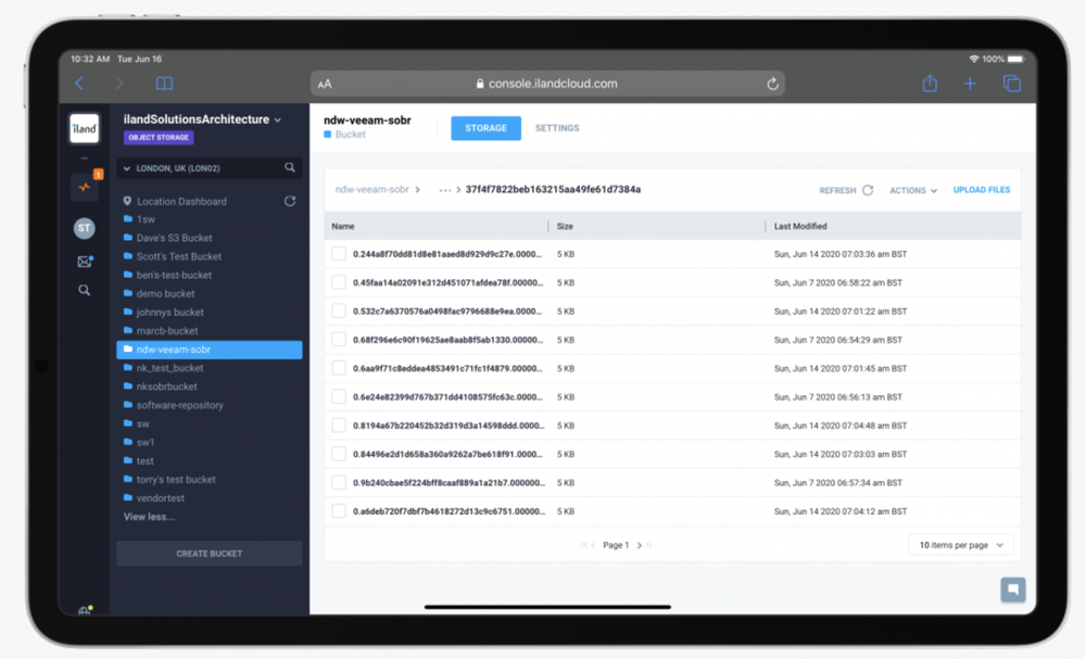 iland Secure Cloud Object Storage Screenshot 1