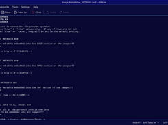 This is the settings file.  All program options and settings are controlled here.  Maximum flexibility is a major goal for Image MetaWriter.  You can turn every single option on or off as you please.