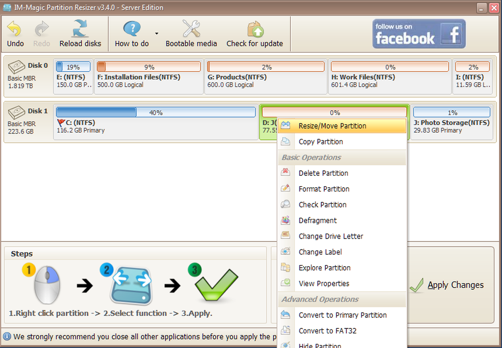 IM-Magic Partition Resizer Pro Screenshot 1