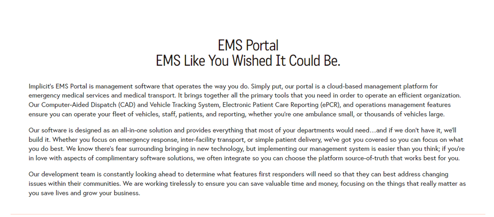 Implicit EMS Portal Screenshot 1