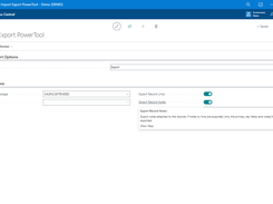 The Import Export PowerTool app allows users to efficiently manage and execute data exports by selecting specific configuration packages and applying filters, enhancing data relevance and usability with options to include detailed record links and notes.