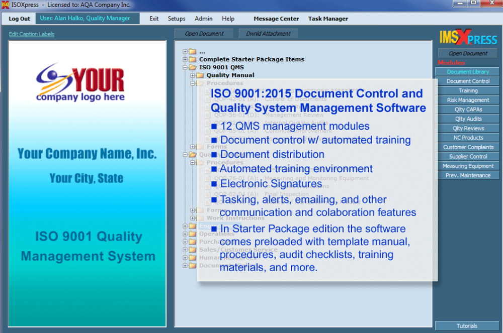 IMSXpress ISO 9001 Screenshot 1