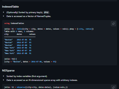 IndexedTables.jl Screenshot 1