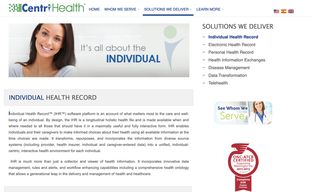 Individual Health Record Screenshot 1