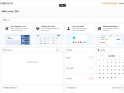IndyForms' Dashboard.