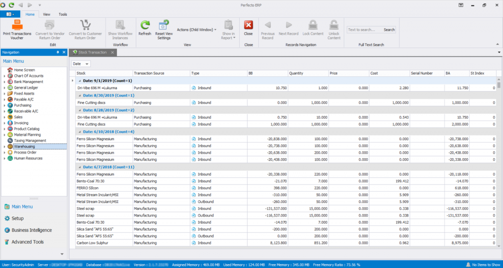 Perfecto ERP Screenshot 1