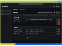 Infisical dashboard 