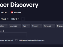Access the largest Influencer database with 300M+ profiles across YouTube, Instagram, and TikTok. Creable offers a comprehensive range of filters, allowing you to refine your search by Influencer and/or audience demographics such as location, age, gender, and language.