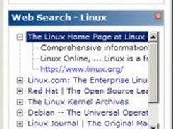 Dashboard showing Web Search results panel