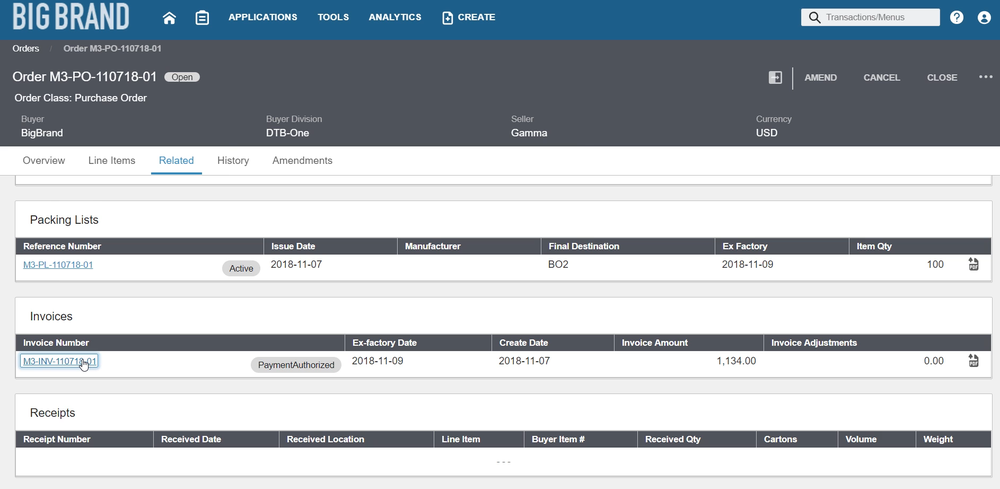 Infor Nexus Procure-to-Pay Automation Screenshot 1