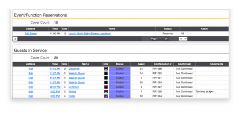 Infor Table Reservations Solution (TRS) Screenshot 1