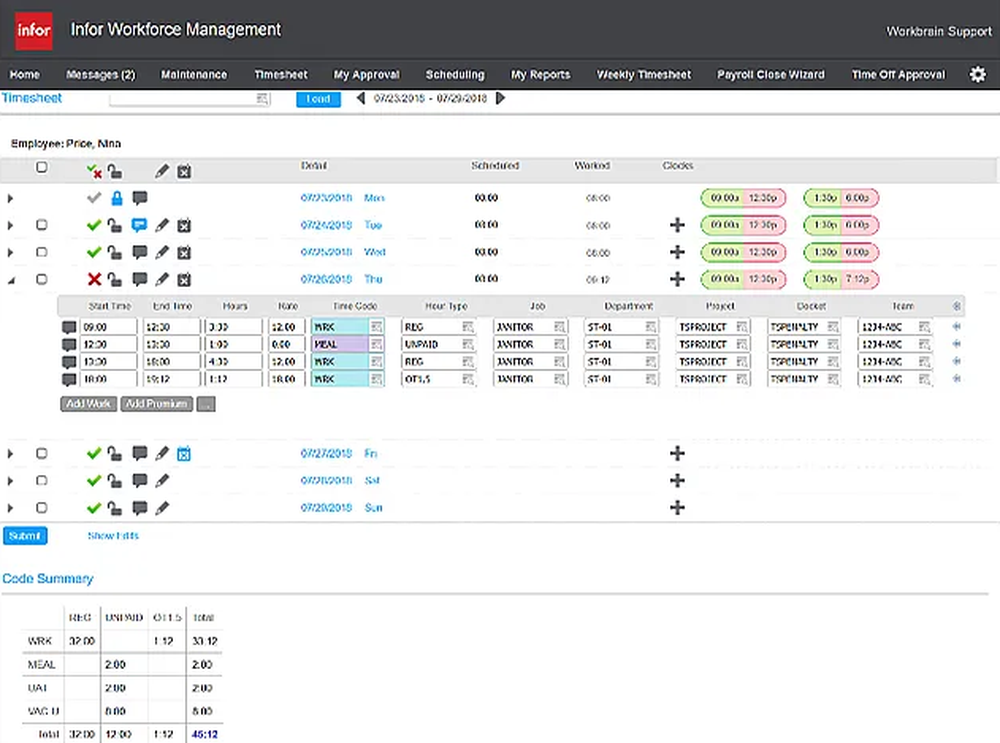 Infor Workforce Management (WFM) Screenshot 1