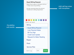 CTI features like call log an call result templates reduce time spent on after call work (ACW)