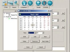 Selecting the due time and date for a task.