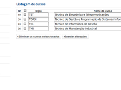 Editing courses data Course insertion (Admin view)