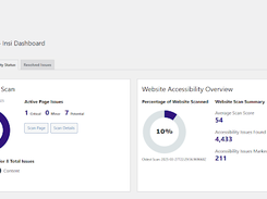 Dashboard - Comprehensive accessibility overview showing scan results, issue prioritization, and progress tracking. Get instant insights into your website's accessibility performance with clear metrics and actionable next steps.