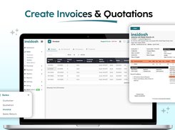 A user-friendly interface for generating invoices and quotations with customizable templates and automated calculations.