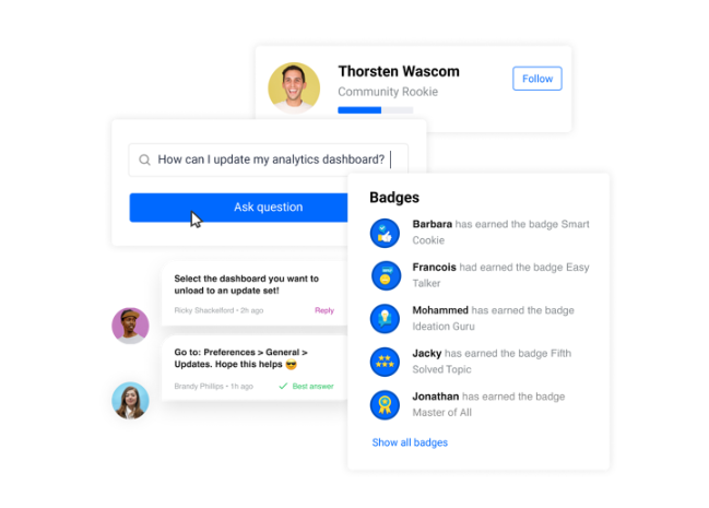Keep users engaged with advanced Gamification features, badges and ranks