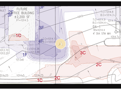 As you walk on the job site, your location is pinpointed on any of the original site plans with cut and fill contours displayed. Walk right to the location of a structure, building corner, driveway, etc. and share the information in real-time.